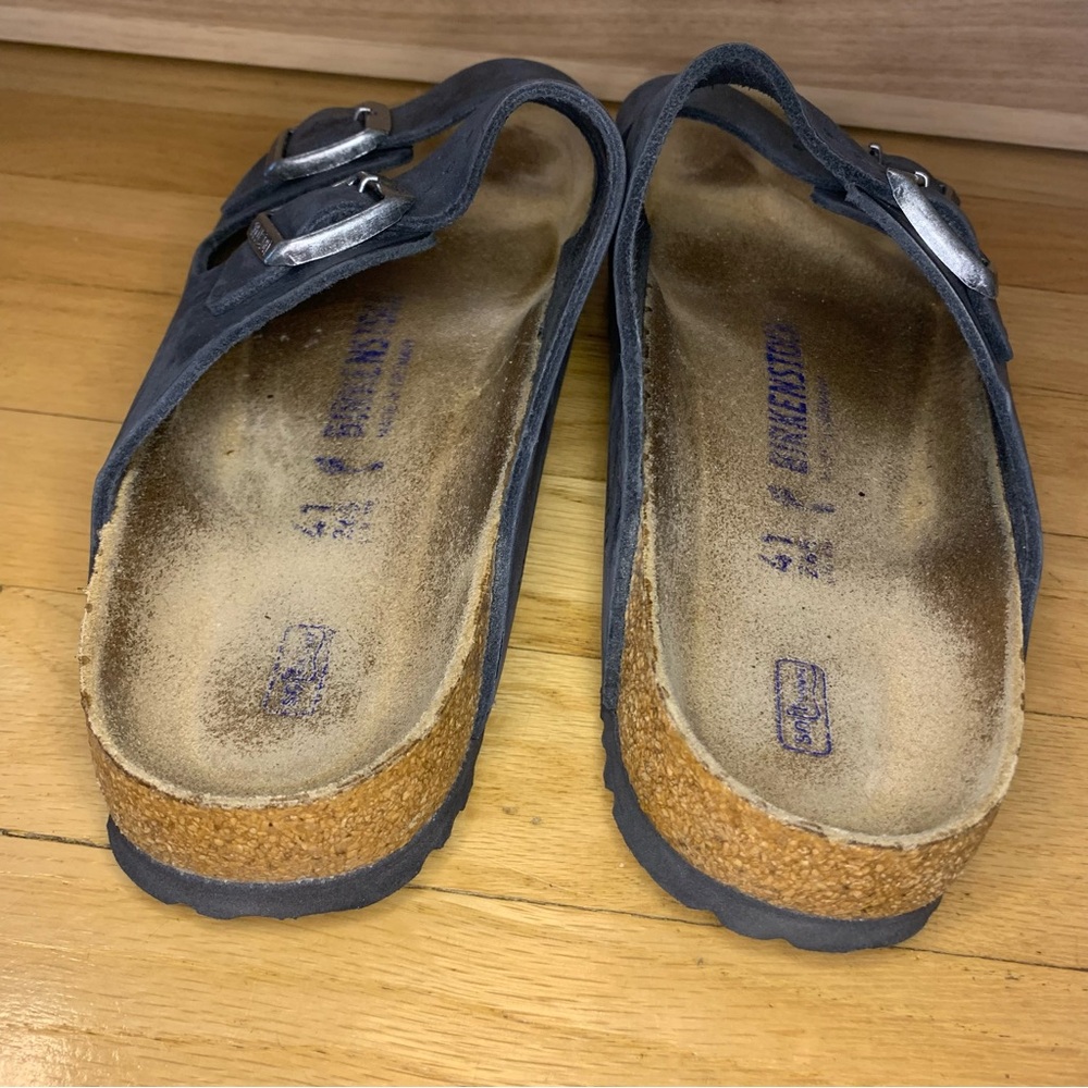 Black Suede Double-Buckle Slide Sandals - Birkenstock Style - Picture 4 of 7